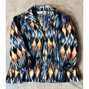 Chico's Women's Size 2 Linen Blend Long Sleeve Lightweight Hook Front Jacket